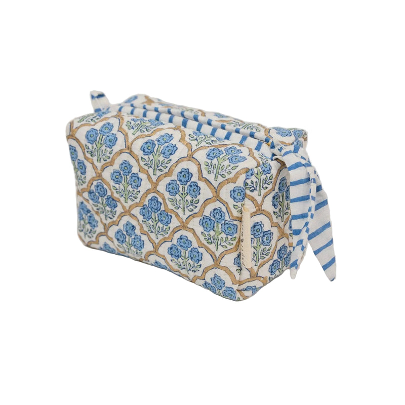 Small Toiletry Bag - Trellis Indigo