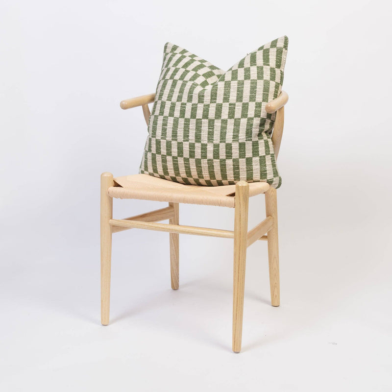 Cotton Woven Cushion Cover: Blok Green