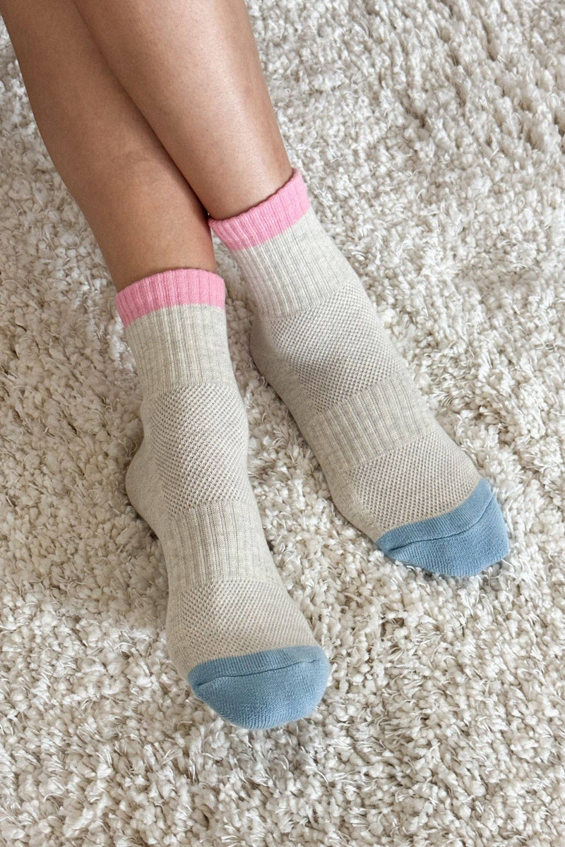 Color Block Girlfriend Socks - Grey/Pink