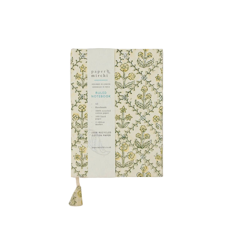 A5 Ruled Notebook - Floral Lattice Buttercream