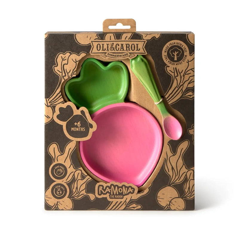 Rubberwood Baby Plate Multi Set - Ramona the Radish