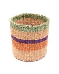 The Basket Room - RELI: Orange, Purple & Green Stripe Woven Storage Basket: M / Orange / Striped
