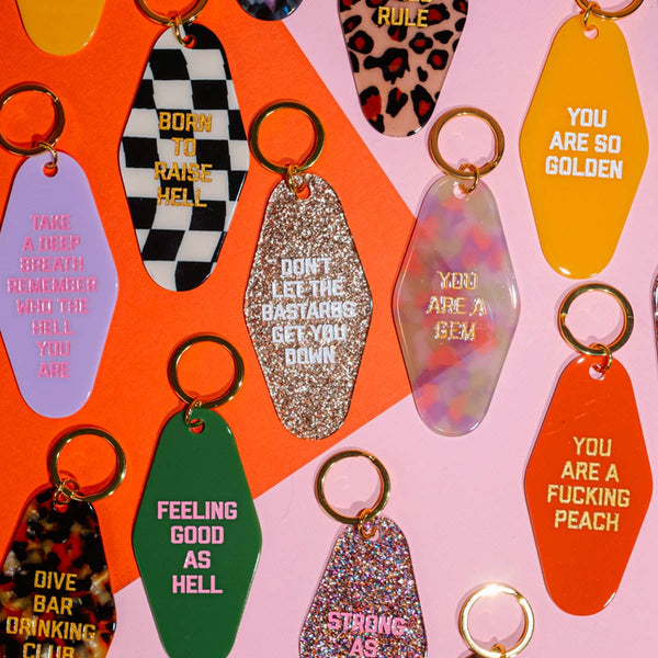 Don't Let the Bastards Get You Down Glitter Motel Keychain