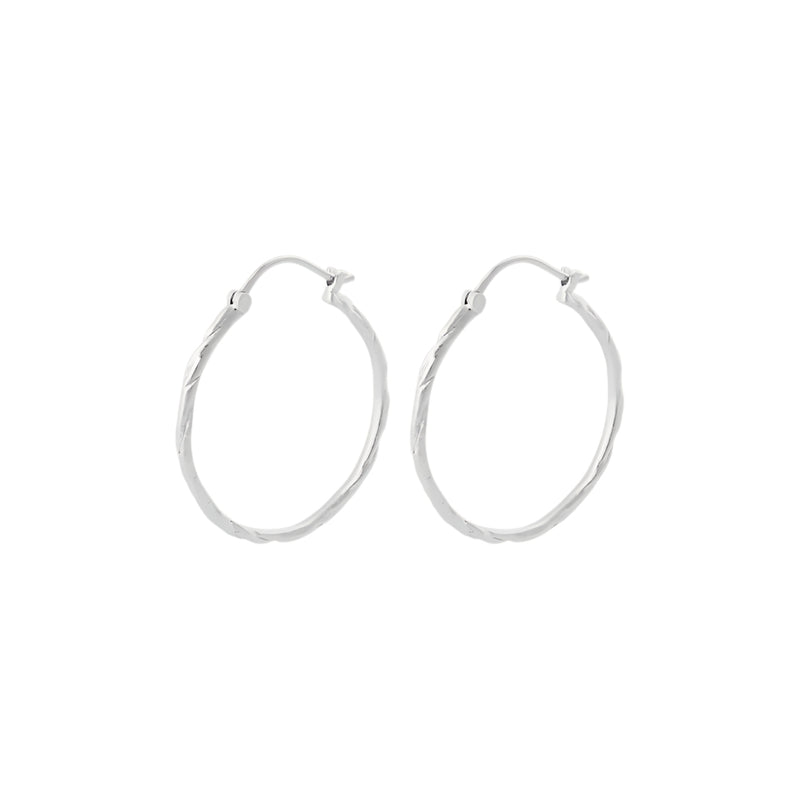Ice Creoles Hoops - Silver