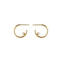 Pearl Globe Hoops - Gold Plated