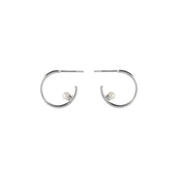 Pearl Globe Hoops - Silver