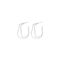 Small Double Wave Hoops - Silver