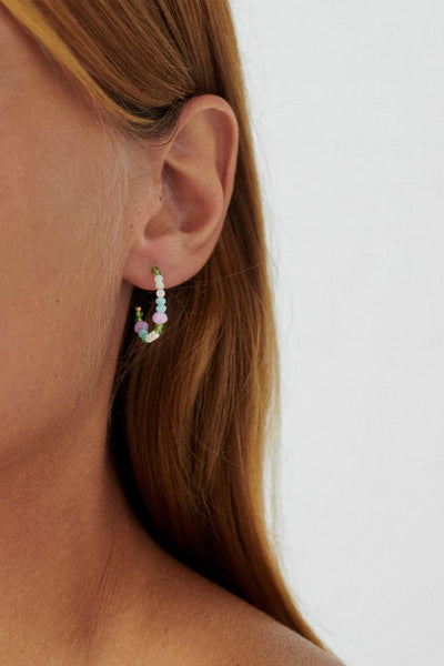 Sea Colour Hoops - Gold Plated