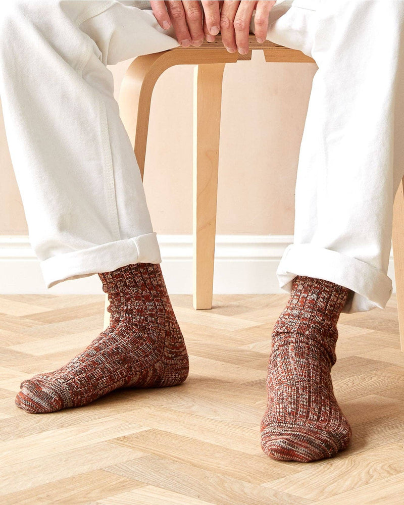 Faltering Stripe Socks - Rust & Brown: UK 8-11