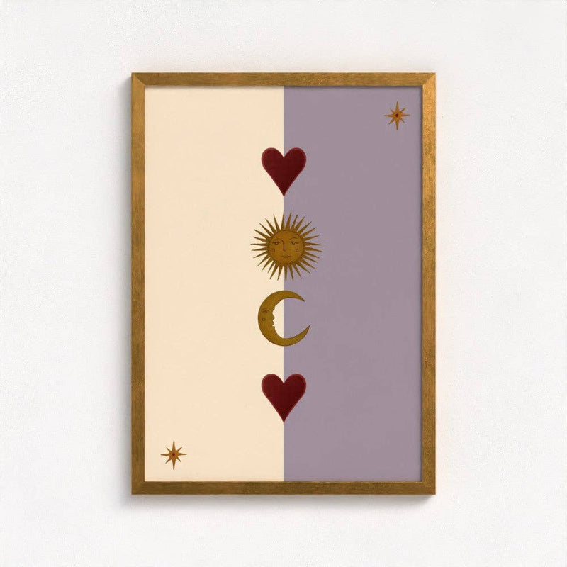 Queen of the Rodeo - Giclee Art Print - Sun, Moon and Heart (Mauve): A3