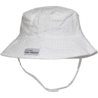 Kids UPF50+ Unisex Bucket Sun Hat - Vanilla Stripe Seersucker