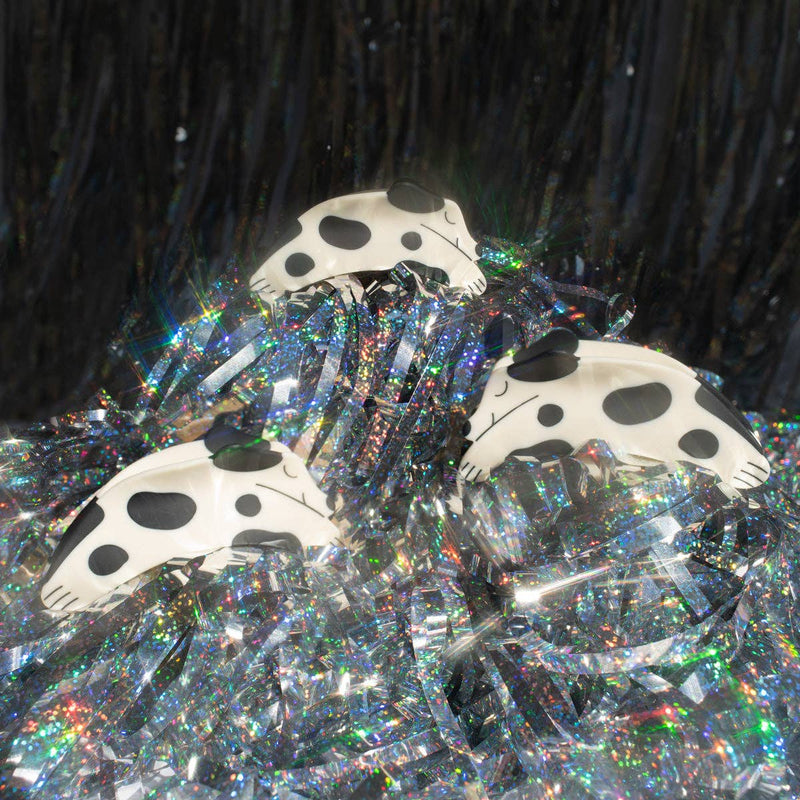 Black and White Matte Acetate Puppy Dog Hair Claw Accessory