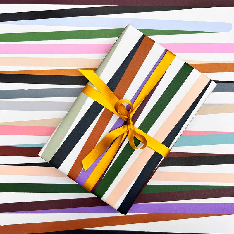 Pavilion - Multicoloured Striped Ribbon Effect Gift Wrap GW-008