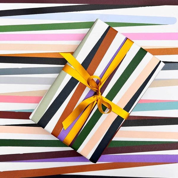 Pavilion - Multicoloured Striped Ribbon Effect Gift Wrap GW-008