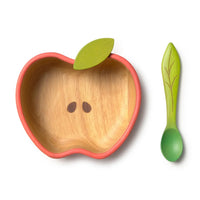 Rubberwood Baby Bowl & Spoon Set - Pepa the Apple
