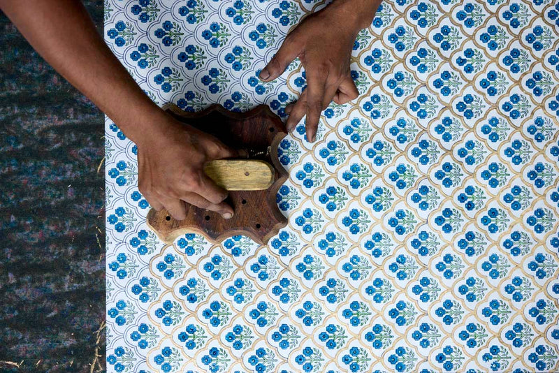 Zipped Pouch - Set of 2 - Floral Indigo