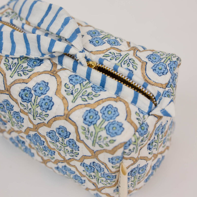 Small Toiletry Bag - Trellis Indigo