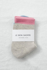 Color Block Girlfriend Socks - Grey/Pink
