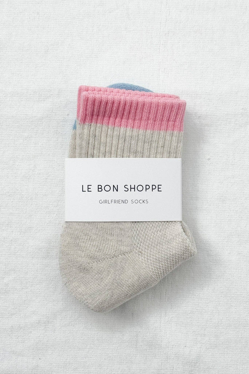 Color Block Girlfriend Socks - Grey/Pink