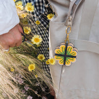 Keyring Flower Press - Greens & Yellows
