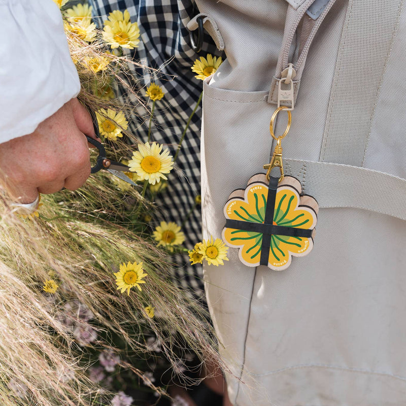 Keyring Flower Press - Greens & Yellows