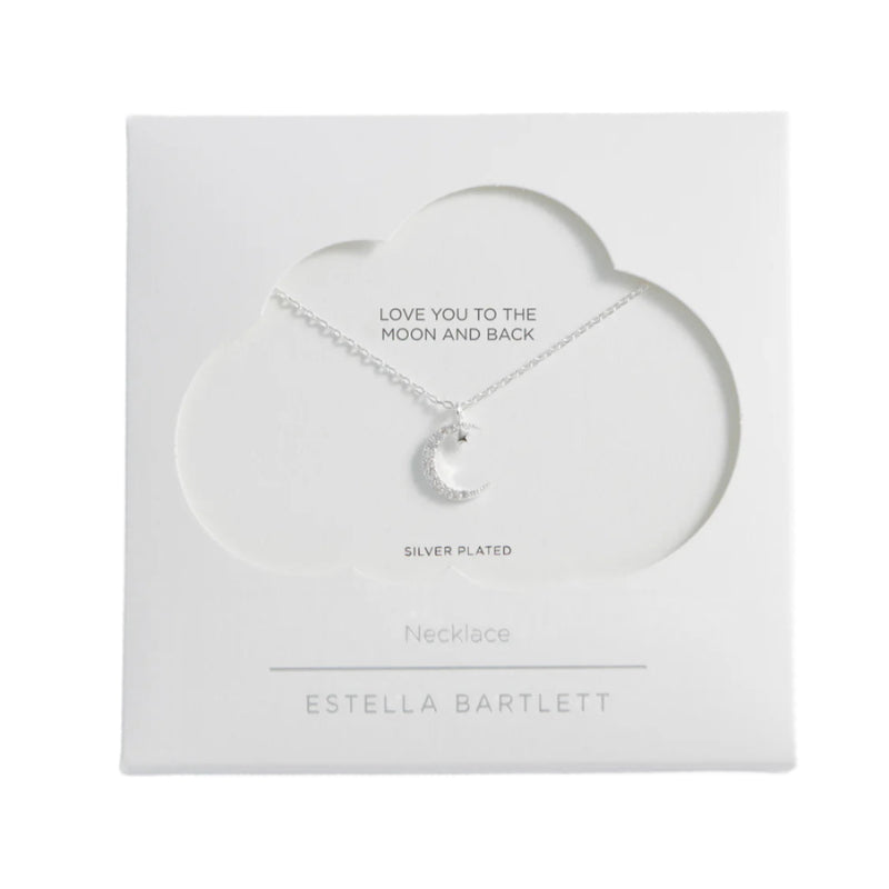Moon and Star Necklace - Silver