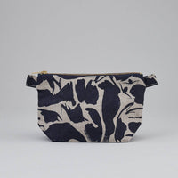 Toiletry Bag - 100% Linen: Printed Navy Creatures / Large