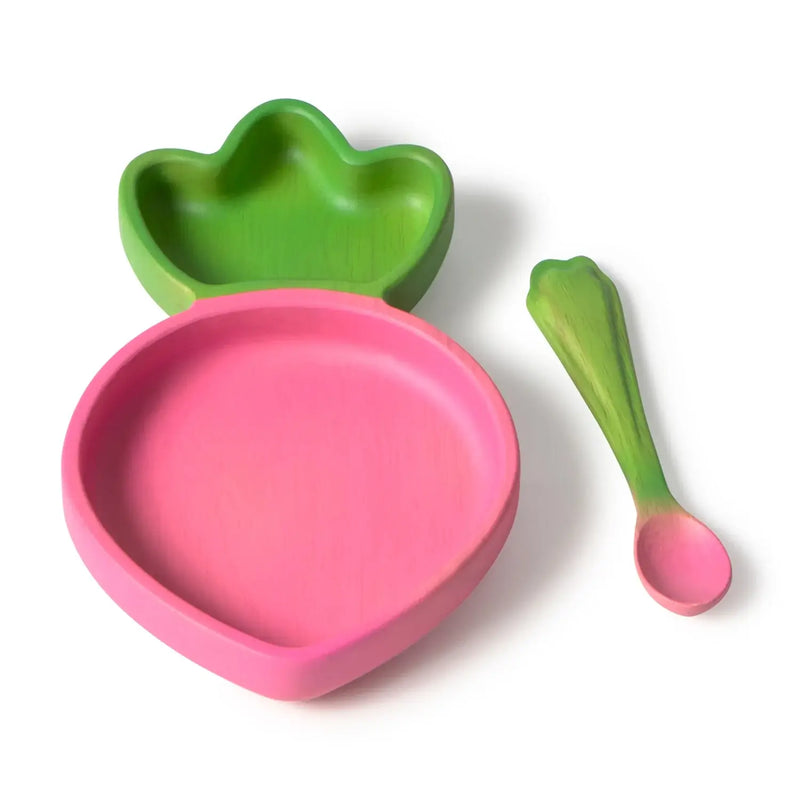 Rubberwood Baby Plate Multi Set - Ramona the Radish