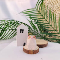 Gohobi Handcrafted Wooden Sitting Cats Ornament: Grey White Sitting Cat