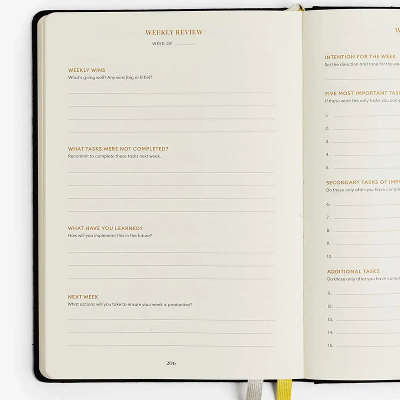Productivity Planner Black - Time Tracking, Goals, Self-Care