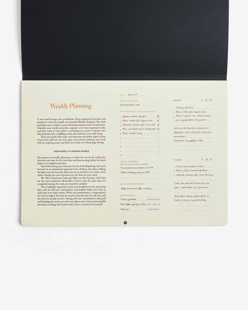 Productivity Weekly Desk Pad - Priorities List, Schedule