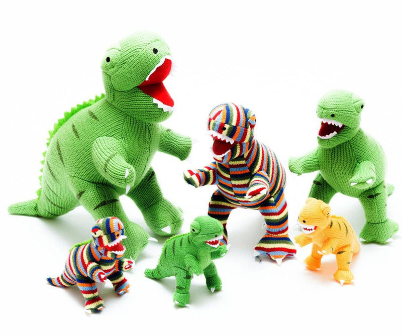 Knitted T Rex Dinosaur Baby Rattle