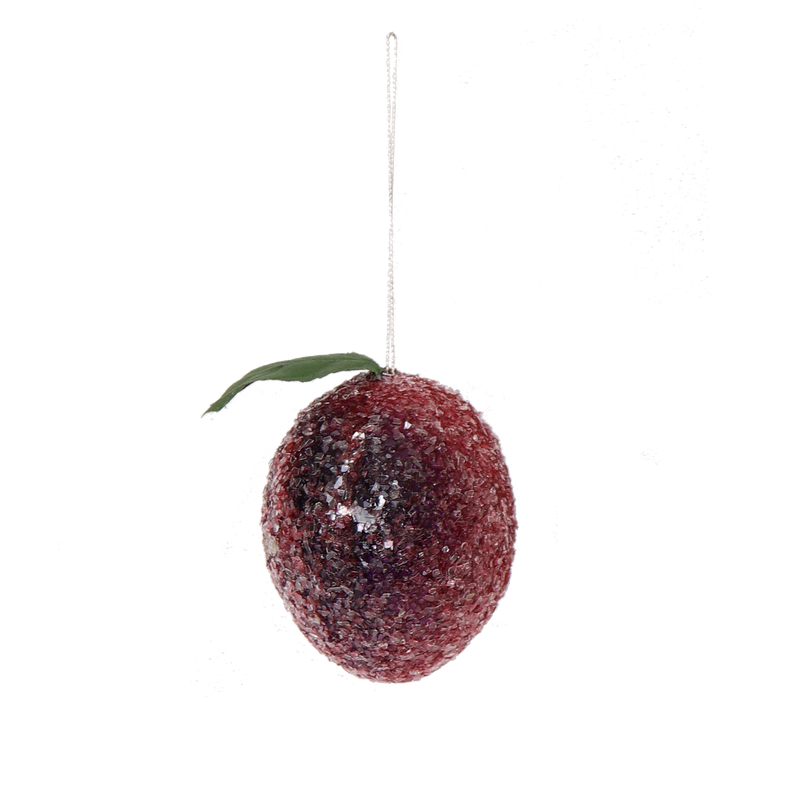 Spun Cotton Frosted Fruit Christmas Decoration, 6cm: Clementine