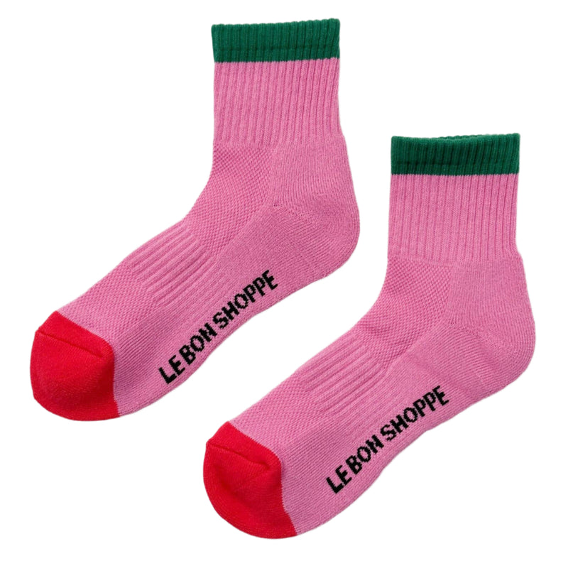 Color Block Girlfriend Socks - Rose Green