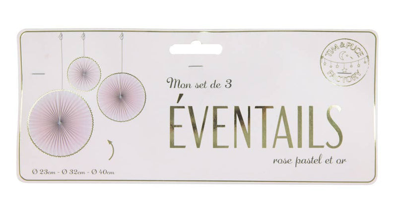 Pastel Pink and Gold Fans - Set Of 3