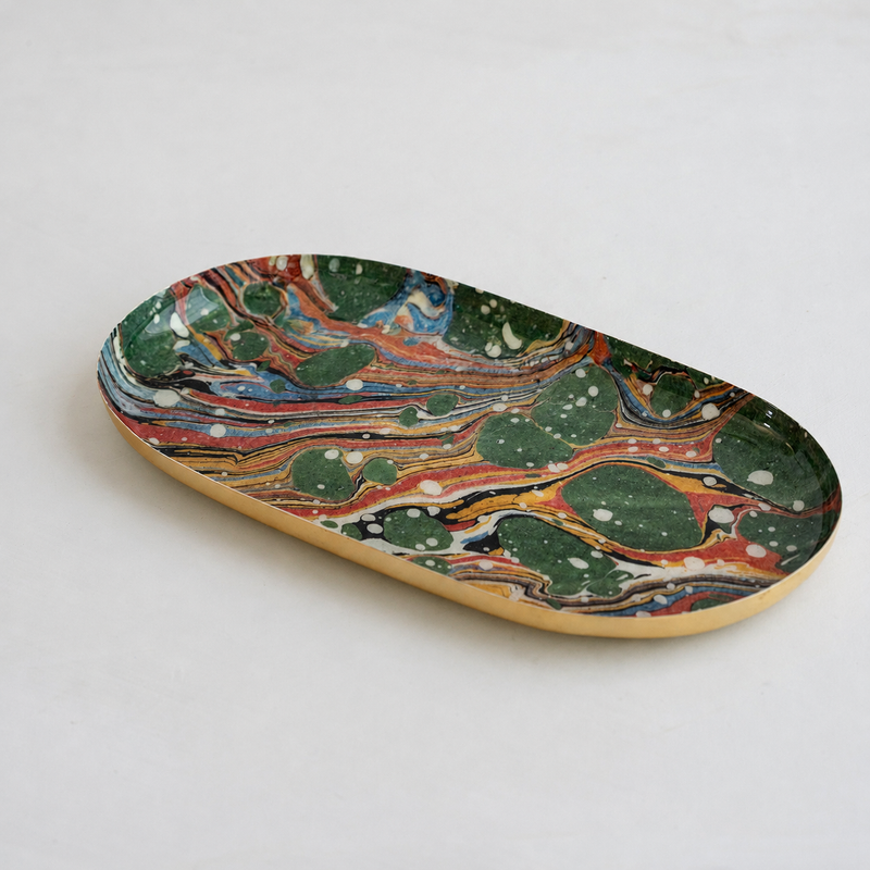 Oval Enamel Tray - The Art of Marbling