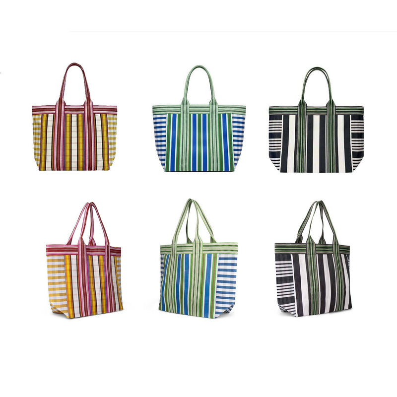 Eco Woven Shopper / Beach Bag in Jet and Grass Green