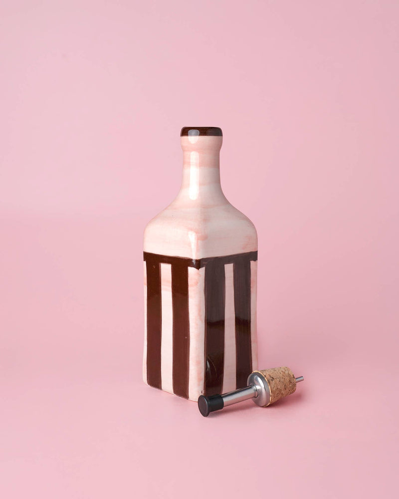 Ceramic Olive Oil Dispenser 475 ml – Pink Chocolate