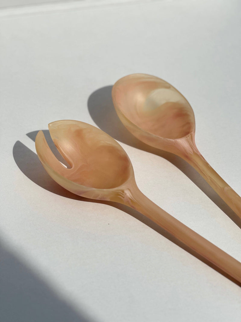 Resin Salad Servers - Coral