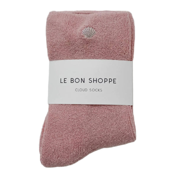 Embroidered Cloud Socks - Pink Rosé & Silver Seashell