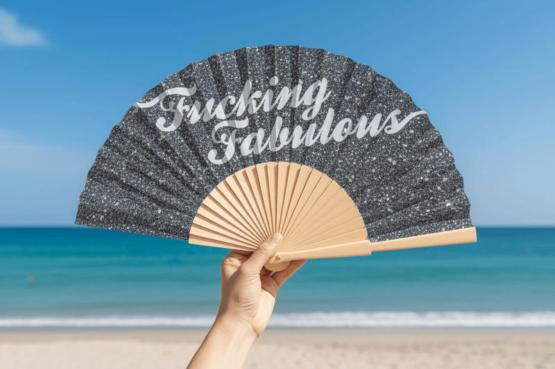 F*cking Fabulous Silver Glitter fan - 23cm
