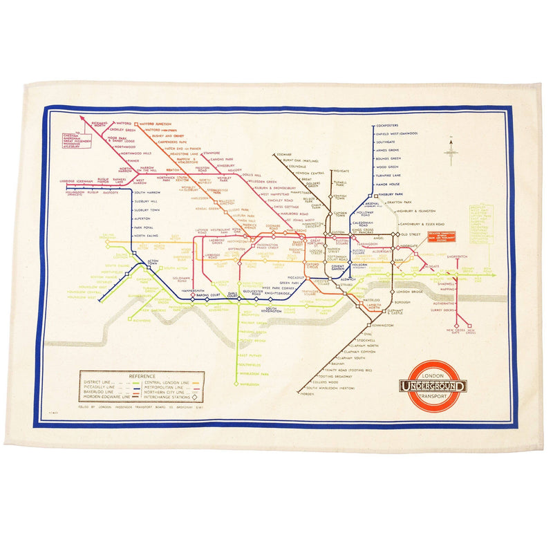 Cotton Tea Towel - TFL Heritage Tube Map