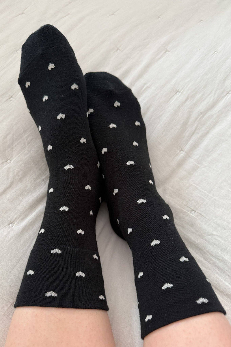 Heart Sneaker Socks- White/ Red