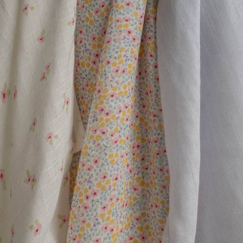 Avery Row - Muslin Squares, Set of 3 - Wildflower Garden