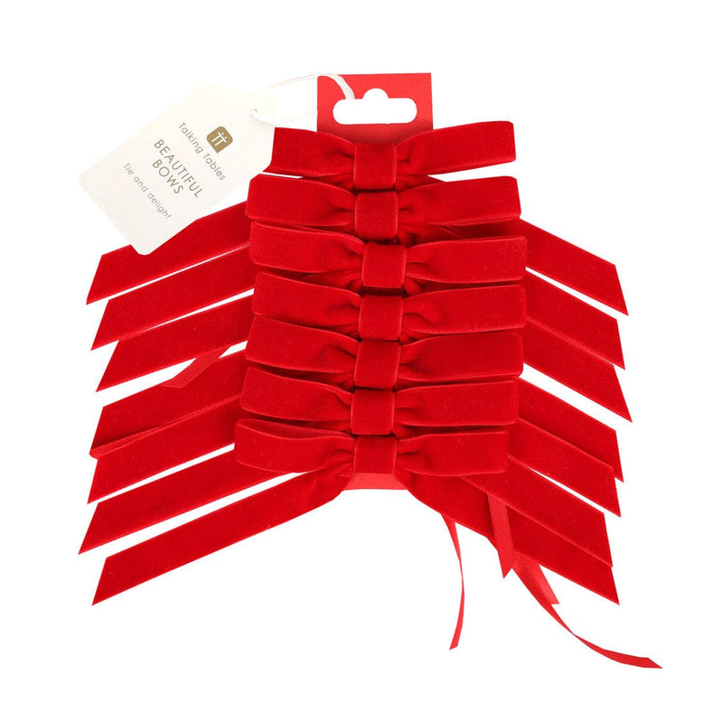 Christmas Red Velvet Bows - 8 Pack