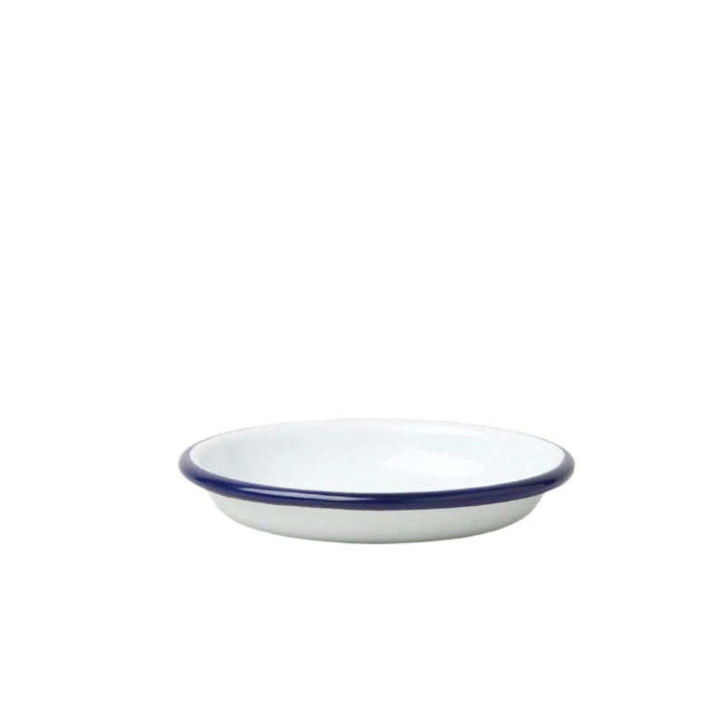 Sauce Dish - White with Blue Rim