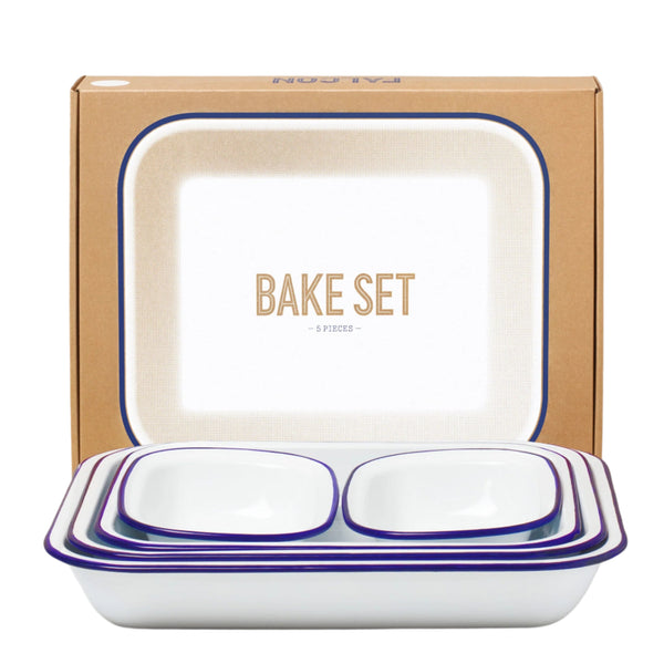 Bake Set - White with Blue rim