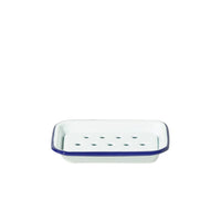 Soap Dish - White with Blue Rim