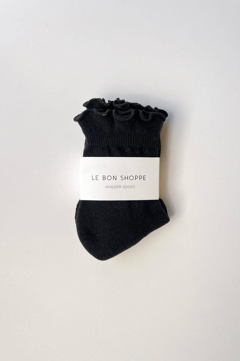 Ruffled Hugger Crew Socks - Vintage Pink/ Black