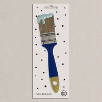 Blue Paint Brush Embroidered Fabric Bookmark